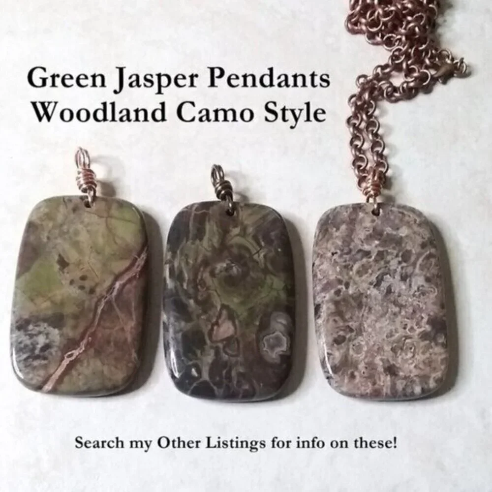 BIG! Bold + Chunky Men's Jasper Pendant - Desert Sage Camouflage Camo Pattern